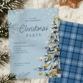 Cartes Pour Fêtes Annuelles Soirée de Noël dans l'élégant Aquarelle Bleue