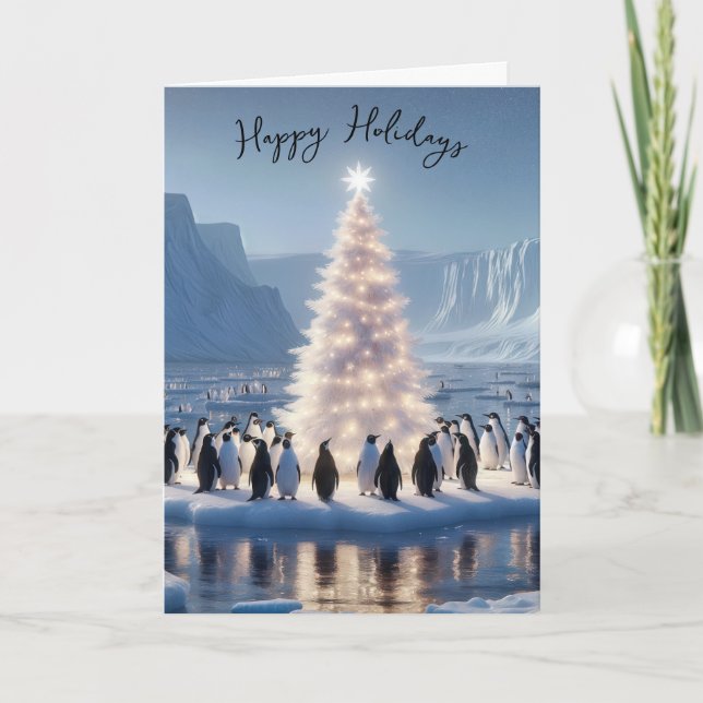 Cartes Pour Fêtes Annuelles Soirée de Noël des pingouins (Devant)
