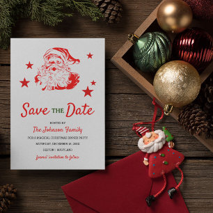 Cartes Pour Fêtes Annuelles Soirée de Noël du Père Noël Enregistrer la date