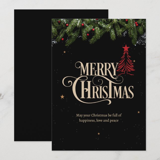 Cartes Pour Fêtes Annuelles Soirée de Noël Minimale Soirée de Noël (Devant / Derrière)