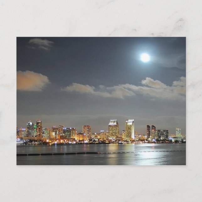 Cartes Pour Fêtes Annuelles Soirée de San Diego California Moon City (Devant)