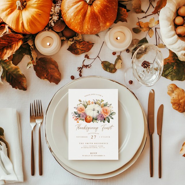 Cartes Pour Fêtes Annuelles Soirée de Thanksgiving Fête Citrouille (Créateur téléchargé)