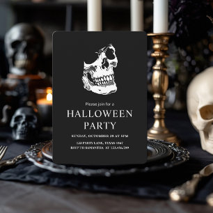 Cartes Pour Fêtes Annuelles Soirée d'Halloween noir et blanc