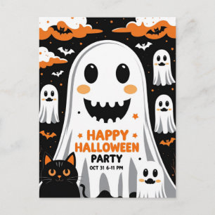 Cartes Pour Fêtes Annuelles Soirée Halloween Vintage Smiling Ghost