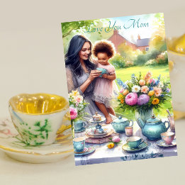 Cartes Pour Fêtes Annuelles Soirée thé avec maman Aquarelle Fête des mères