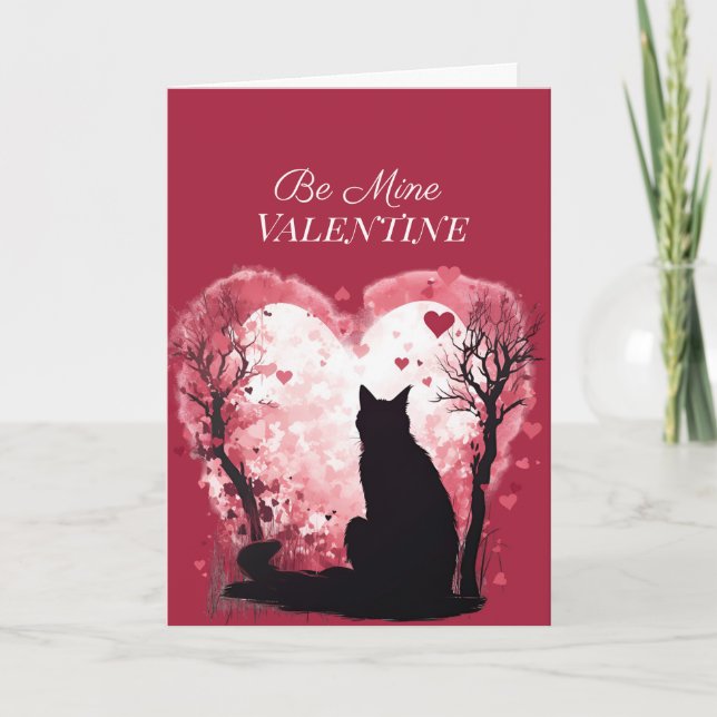 Cartes Pour Fêtes Annuelles Sois Mienne Saint-Valentin Cœurs Rouges Chat Noir (Devant)