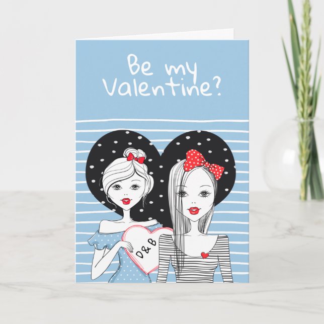Cartes Pour Fêtes Annuelles Sois Mon Thème Lesbien Valentine (Devant)