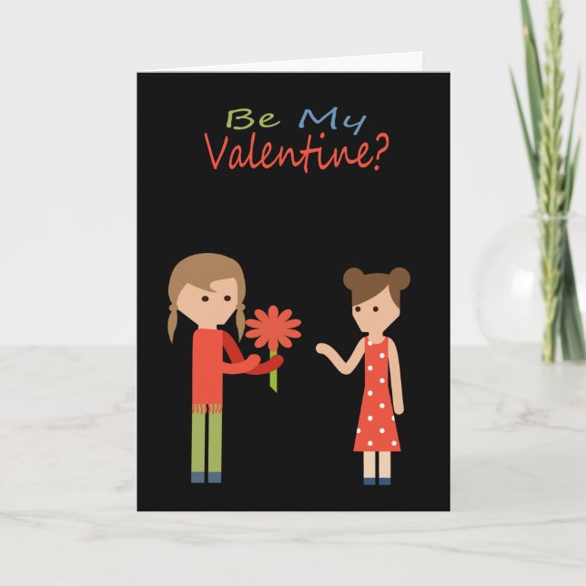 Cartes Pour Fêtes Annuelles Sois Mon Thème Lesbien Valentine (Devant)