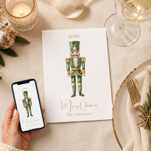 Cartes Pour Fêtes Annuelles Soldat casse-noisette vert simple Noël