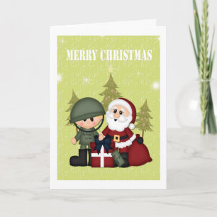 Cartes Pour Fêtes Annuelles Soldat militaire et Noël du Père Noël