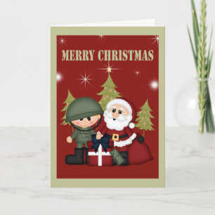 Cartes Pour Fêtes Annuelles Soldat militaire et Noël du Père Noël