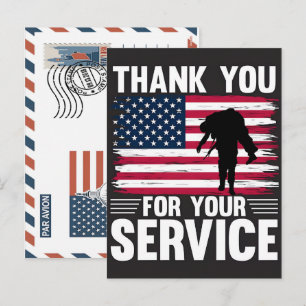 Cartes Pour Fêtes Annuelles Soldat patriotique tenant le drapeau américain Car