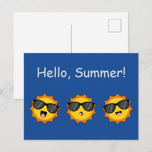 Cartes Pour Fêtes Annuelles Soleil avec lunettes de soleil Happy Emoji Visages