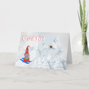 Cartes Pour Fêtes Annuelles Solive Scandinavian Tomte winter snow god jul