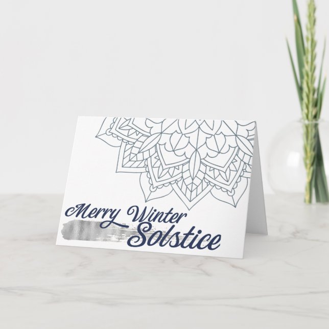 Cartes Pour Fêtes Annuelles Solstice de neige Mandala Blue Silver (Devant)