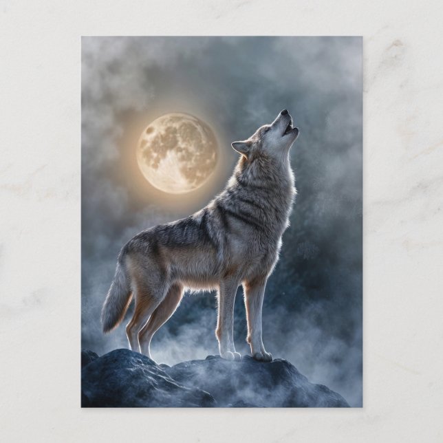 Cartes Pour Fêtes Annuelles Solstice d'hiver hurler Wolf Moon (Devant)