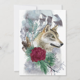 Cartes Pour Fêtes Annuelles Solstice d'hiver Wolf & Montagnes Pagan Sabbat