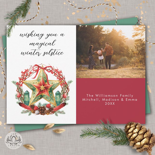 Cartes Pour Fêtes Annuelles Solstice d'hiver Wreath Fête de Noël Photo (Créateur téléchargé)