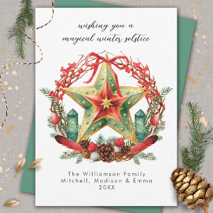 Cartes Pour Fêtes Annuelles Solstice d'hiver Wreath Star Noël Yule