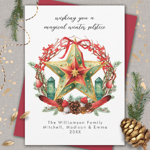Cartes Pour Fêtes Annuelles Solstice d'hiver Wreath Star Noël Yule