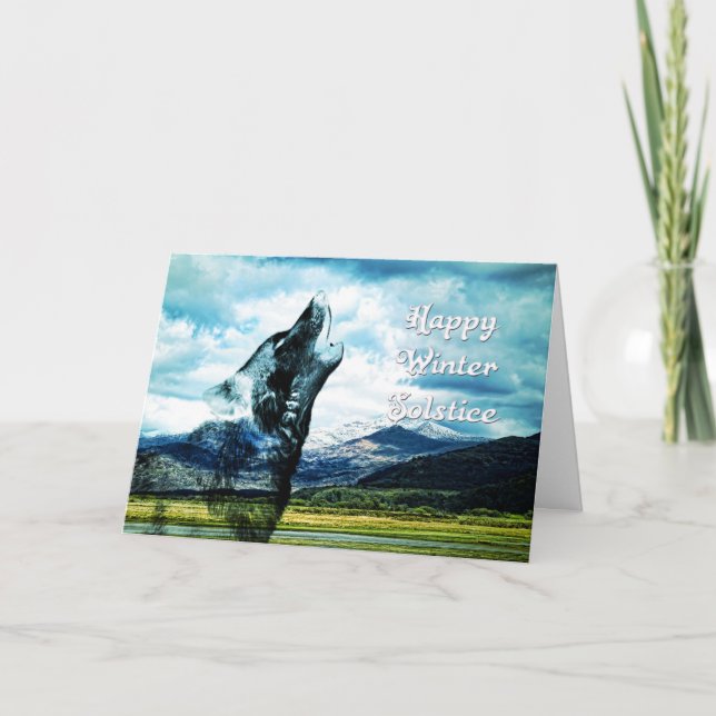 Cartes Pour Fêtes Annuelles Solstice hivernale de loup fantôme hurlant (Devant)