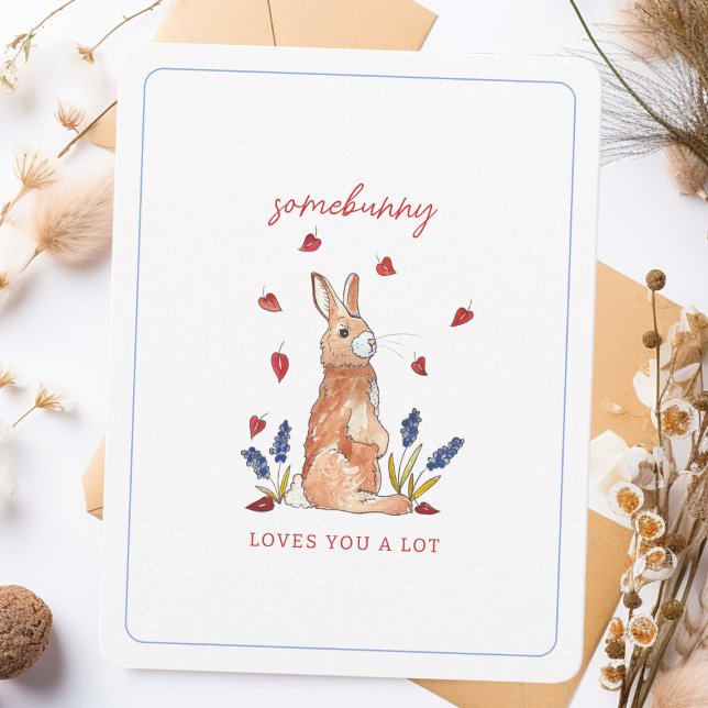 Cartes Pour Fêtes Annuelles Somebunny vous aime Aquarelle Saint-Valentin (Créateur téléchargé)