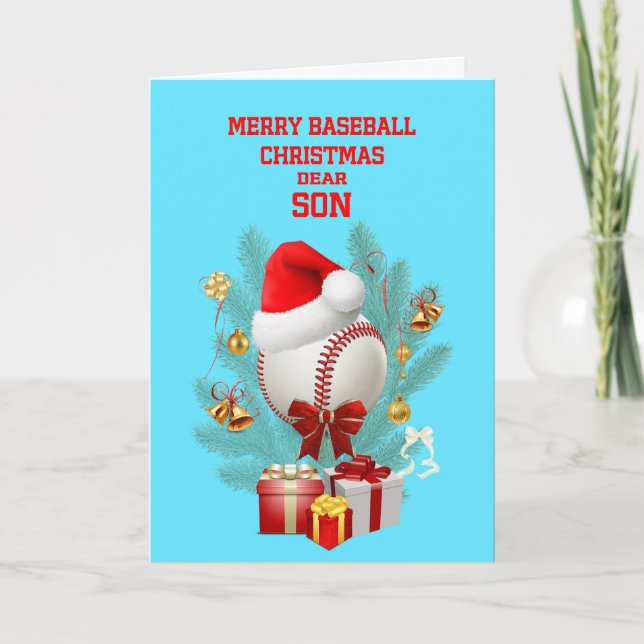 Cartes Pour Fêtes Annuelles Son Noël Baseball (Devant)