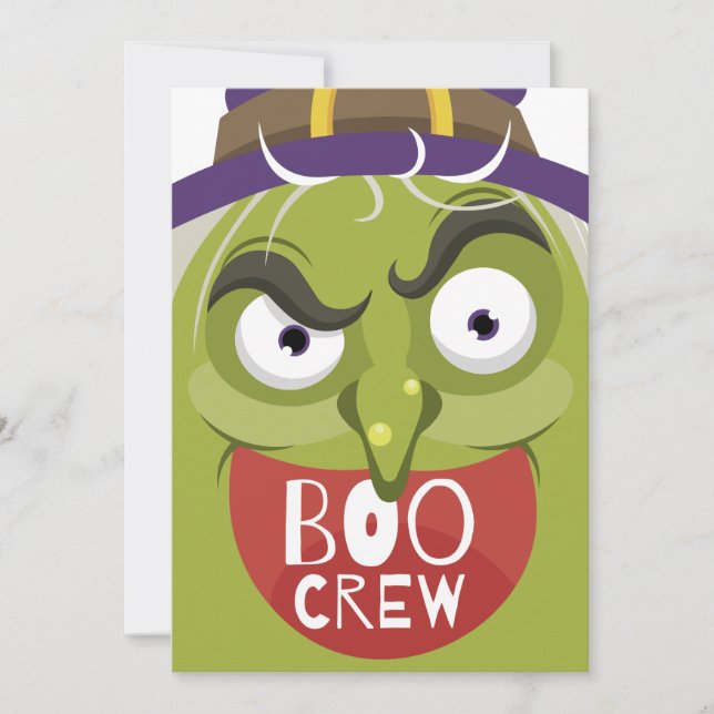 Cartes Pour Fêtes Annuelles Sorcier Vert Vieux laid Halloween Drôle (Devant)