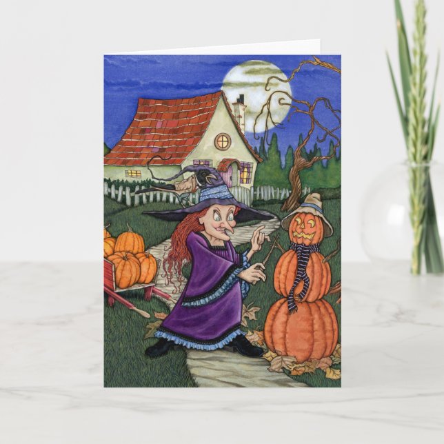 Cartes Pour Fêtes Annuelles Sorcière de citrouille (Devant)