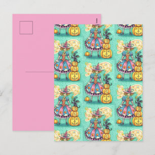 CARTES POUR FÊTES ANNUELLES SORCIÈRE DE FÊTE ROSE EST LA MAGIE D'HALLOWEEN, CH