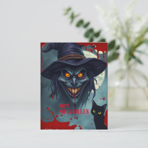Cartes Pour Fêtes Annuelles Sorcière d'Halloween et chat noir