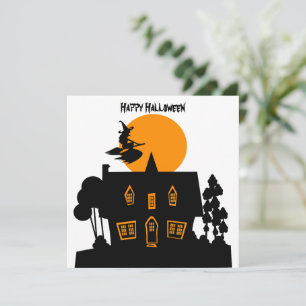 Cartes Pour Fêtes Annuelles sorcière d'Halloween et maison hantée