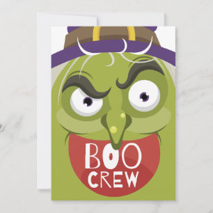 Cartes Pour Fêtes Annuelles Sorcière drôle verte laide et vieille Halloween