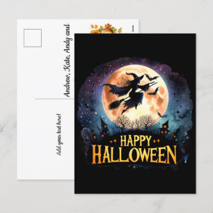 Cartes Pour Fêtes Annuelles Sorcière en vol Broom - Happy Halloween