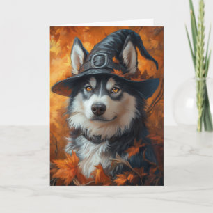 Cartes Pour Fêtes Annuelles Sorcière Husky Halloween