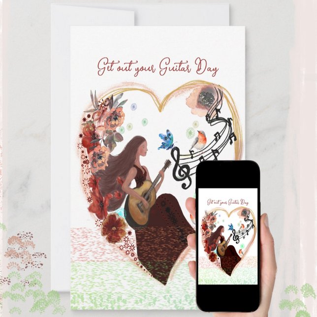 Cartes Pour Fêtes Annuelles Sortez votre Guitare blanche (Get out your guitar day white card
)