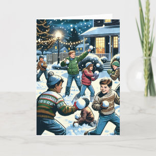 Cartes Pour Fêtes Annuelles Souhaitez-vous Joie de Vacances   Combat de snowba