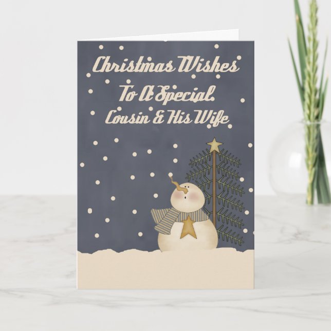Cartes Pour Fêtes Annuelles Souhaits De Noël À Un Cousin & Femme Spécial (Devant)