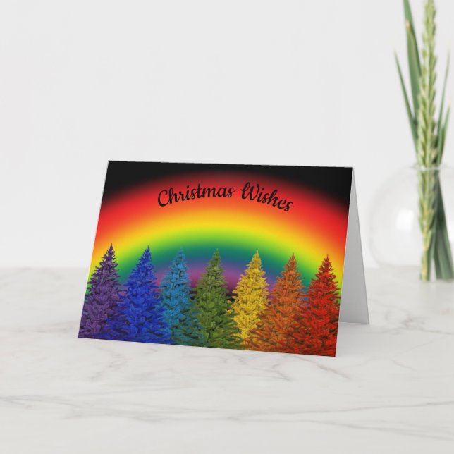 Cartes Pour Fêtes Annuelles Souhaits de Noël Arc-en-ciel. (Devant)