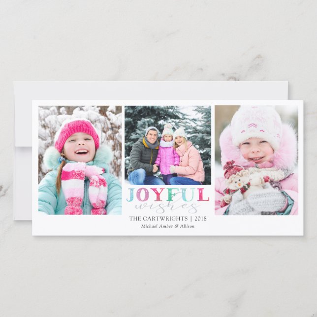 Cartes Pour Fêtes Annuelles SOUHAITS JOUEUX Pastel 3 Photos (Devant)