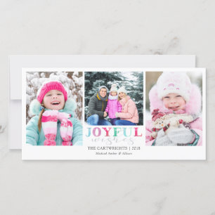 Cartes Pour Fêtes Annuelles SOUHAITS JOUEUX Pastel 3 Photos