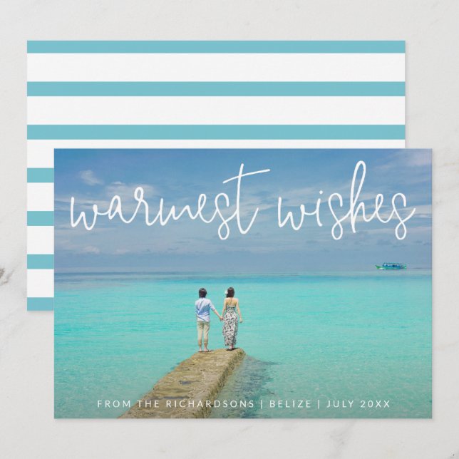 Cartes Pour Fêtes Annuelles Souhaits les plus chauds Elegance Beach Photo Noël (Devant / Derrière)
