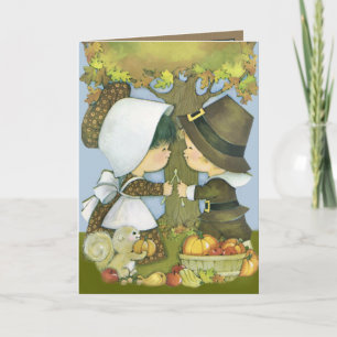 Cartes Pour Fêtes Annuelles Souhaits mignons de pèlerin de thanksgiving