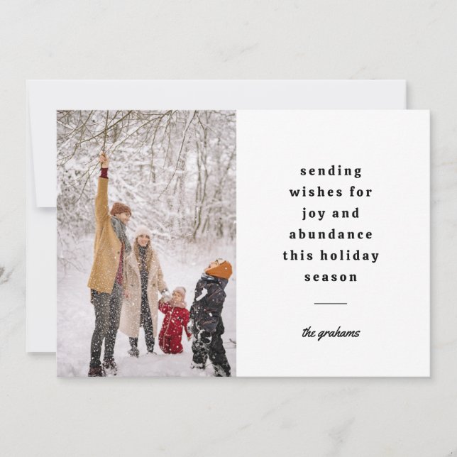 Cartes Pour Fêtes Annuelles Souhaits minimaux d'envoi typographique noir blanc (Devant)