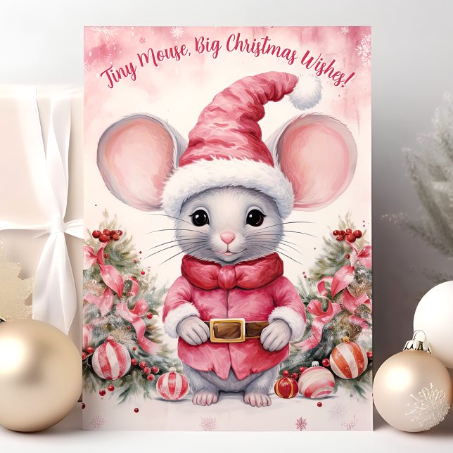 Cartes Pour Fêtes Annuelles Souris aquarelle Gros voeux de Noël (Créateur téléchargé)