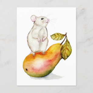 Cartes Pour Fêtes Annuelles Souris charmante sur une oreille
