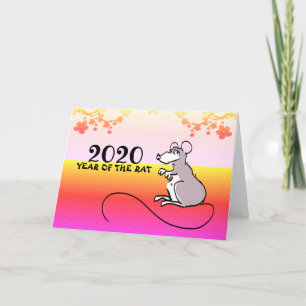 Cartes Pour Fêtes Annuelles Souris Comics Lunaire Rat Nouvel An Printemps GC