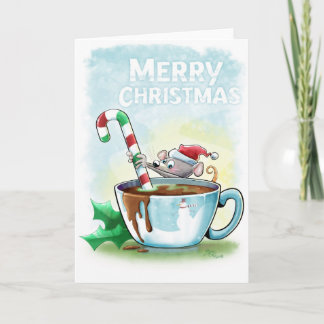 Cartes Pour Fêtes Annuelles Souris de chocolat chaud