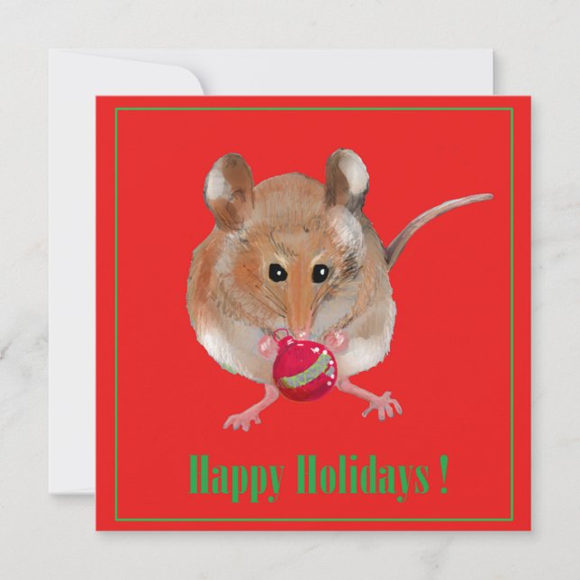 Cartes Pour Fêtes Annuelles Souris de Noël (Devant)