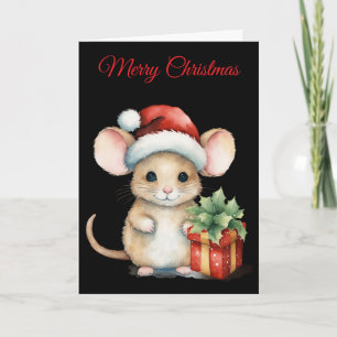Cartes Pour Fêtes Annuelles Souris de Noël à l'aquarelle